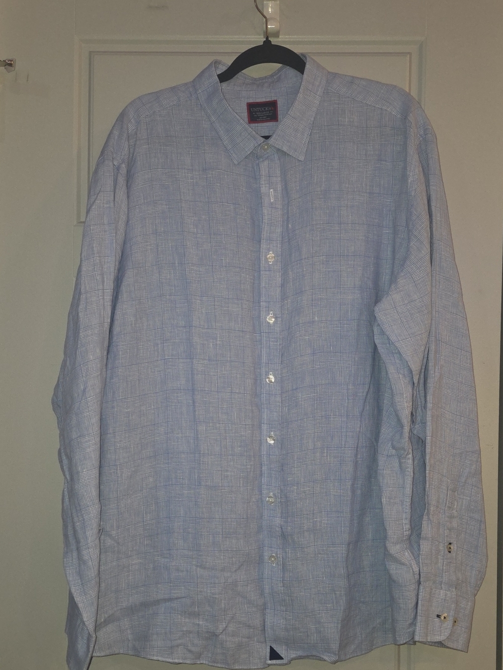 UnTuckit Button-Down Light Blue Linen-Blend Men's Shirt